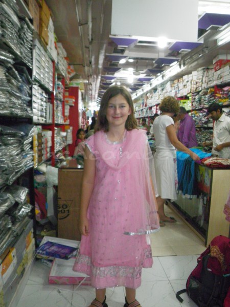 Amy trying on her Salwar Kameez